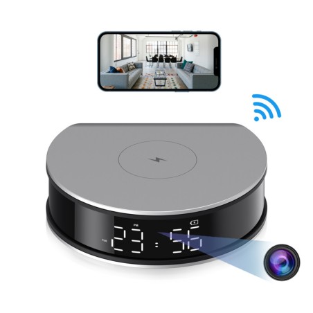 Telecamera WiFi Full HD integrata in sveglia con ricarica wireless